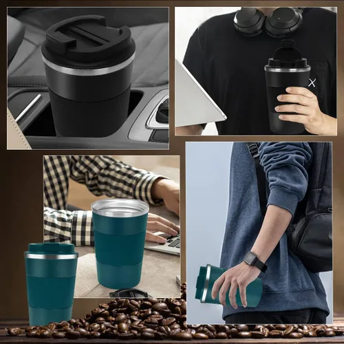 Miniatura 7 de CS COSDDI - Vaso térmico de acero inoxidable de 12 onzas con aislamiento al vacío, taza de viaje de café a prueba de derrames con tapa