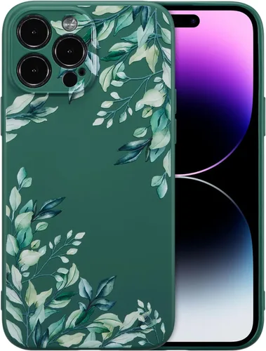 Miniatura 40 de RALEAVO Funda Floral para iPhone 12, Cubierta de Silicona Líquida con Bonito Patrón de Rama de Flores para Niñas y Mujeres, Funda Protectora de Goma