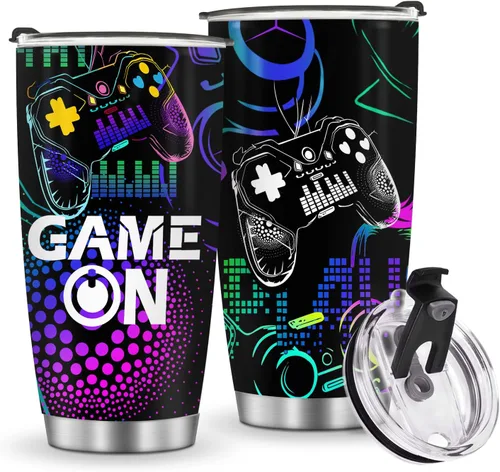 Jekeno Taza de Jugador para Chicos - Taza de Juego de 20oz de Acero Inoxidable para Niños, Adolescentes, Hombres, Hijo, Papá, Novio, Esposo, Padre,