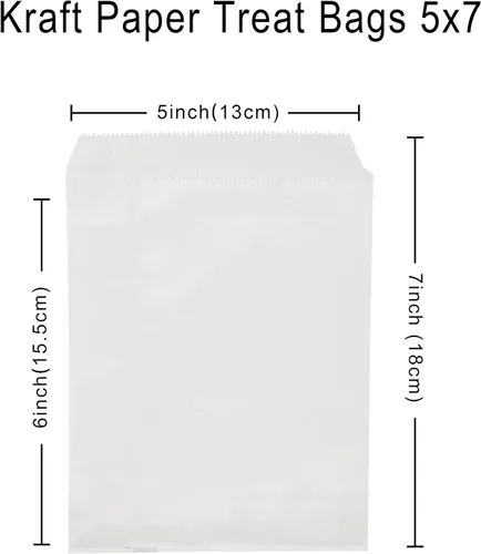 Miniatura 3 de Jexila Paquete de 100 bolsas de papel de estraza de 5 x 7 pulgadas, bolsas planas de papel kraft para galletas, dulces, para panadería, mercancía