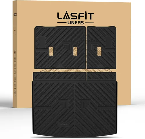 Miniatura 35 de LASFIT Juego completo de tapetes de elastómero termoplástico para todo tipo de clima de ajuste personalizado para automóviles, de 1ª y 2ª fila, 3