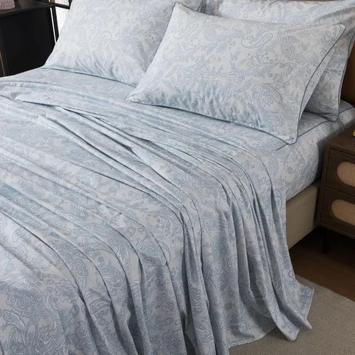 Miniatura 11 de FADFAY Juego de sábanas de lujo para cama individual, diseño clásico de damasco, estampado de cachemira dorada, juego de sábanas transpirables, 100%