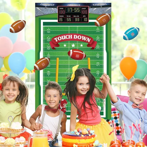 Miniatura 6 de Hooqict Pin The Football on The Goalpost Juegos de fiesta de fútbol para niños, día de juego, decoración de fiesta de cumpleaños, póster grande