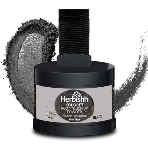 Koloret - Polvo de retoque de raíz, polvo negro natural para mujeres y hombres, cobertura instantánea de raíces para cobertura de canas, corrector