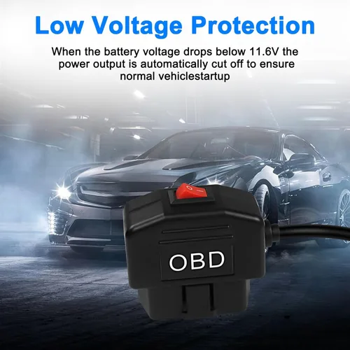 Miniatura 5 de XMSJSIY Cable de alimentación OBD para cámara de tablero tipo C OBD2 adaptador de cable de alimentación Cable de carga de cable duro con conector