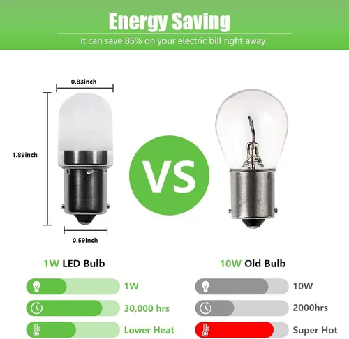 Miniatura 4 de 1141 BA15s - Bombillas LED de bayoneta de 12 V, resistente a la intemperie 1156 S8, 1 W, color blanco frío, 6000 K para luces de caravana