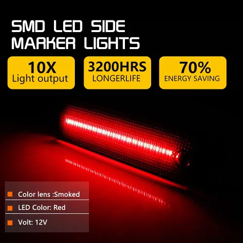 Miniatura 3 de Kit de lentes ahumadas de luces LED rojas completas compatibles con luces laterales de parachoques trasero Chevy Camaro 1993-2002