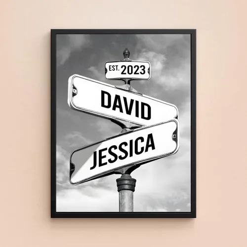 Miniatura 3 de Señal de calle vintage personalizada para parejas en lienzo, nombres y fecha personalizados, regalos de Navidad para ella o él, regalo del Día
