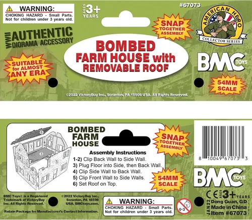 Miniatura 7 de BMC WW2 Granja francesa bombardeada - Accesorio de conjunto de soldados de plástico para juguetes en miniatura
