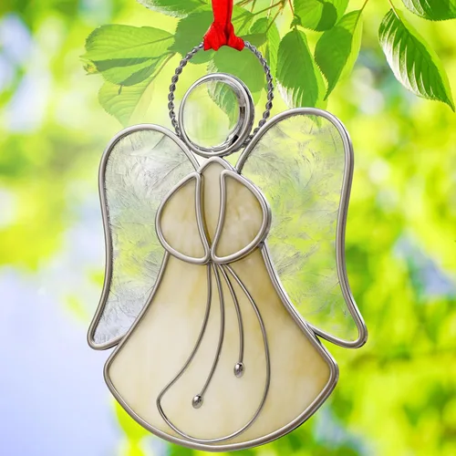 Miniatura 18 de Atrapasoles de Vidrio Emplomado para Ventanas Colgantes de Ángel Azul Adorno Personalizado de Metal Regalos Decorativos para Mamá Abuela Amiga