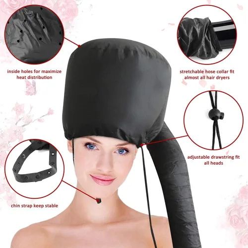 Miniatura 4 de Accesorio para secador de pelo con capucha: gorro de secador de pelo mejorado con correa de barbilla y manguera extendida más larga, más fácil
