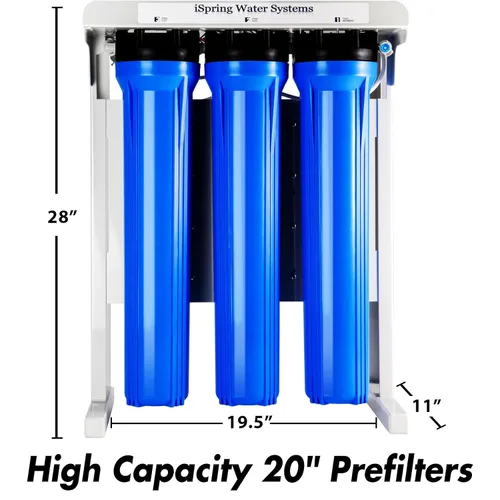 Miniatura 4 de iSpring RCB3P Sistema de filtración de ósmosis inversa sin tanque, sistema de RO de 300 GPD bajo fregadero, reduce TDS, relación 1.5:1 de agua pura