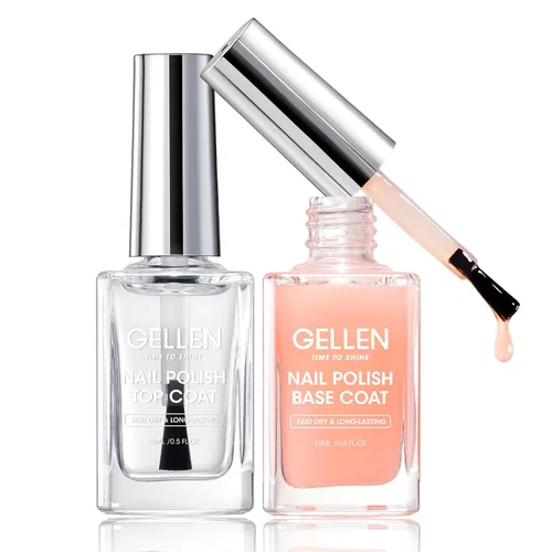 Miniatura 12 de GELLEN Esmalte de uñas base transparente, capa superior, base con tinte rosa claro y capa superior brillante sin necesidad de limpieza