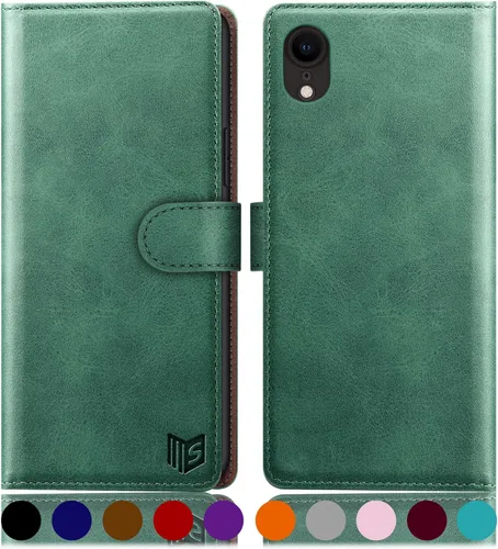 Miniatura 15 de SUANPOT Funda de piel tipo cartera para iPhone XR 6.1 (no XS 5.8 pulgadas, XS Max 6.7 pulgadas) con bloqueo RFID, tarjetero de crédito, funda