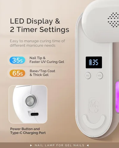 Miniatura 6 de MelodySusie Lámpara UV de Uñas Compacta Inalámbrica, P-PLUS20F con Panel Giratorio Innovador y Diseño de Protección UV, la Luz UV Recargable Cura