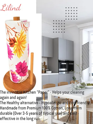 Miniatura 3 de Lilind Paquete de 10 rollos de cocina reutilizables, cero residuos, toallitas de tela, paño familiar, toallas lavables sin papel, rosas