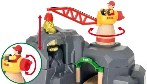 Miniatura 8 de BRIO World - 33889 Crane & Mountain Tunnel Accesorio de tren de juguete de 7 piezas para niños Juego interactivo Madera certificada FSC