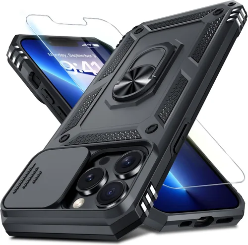 Miniatura 157 de Janmitta - Funda para iPhone 14 Pro con cubierta deslizante para lente de cámara incorporada + protector de pantalla, funda de cuerpo completo