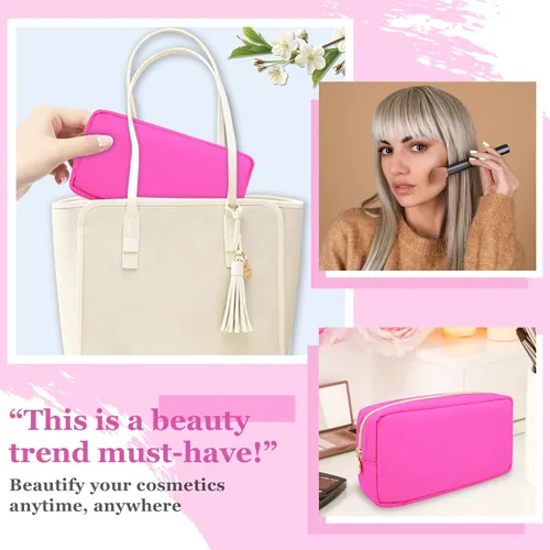 Miniatura 6 de Bolsa de maquillaje pequeña de nailon para bolso, bonita bolsa de maquillaje preparada, bolsa de cosméticos con cremallera, bolsa de aseo portátil