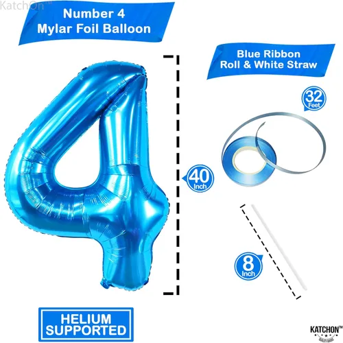 Miniatura 991 de KatchOn, Globo grande azul número 2 de 40 pulgadas Decoraciones de cumpleaños de Baby Shark para niño de 2 años Globo azul número 2 Globo