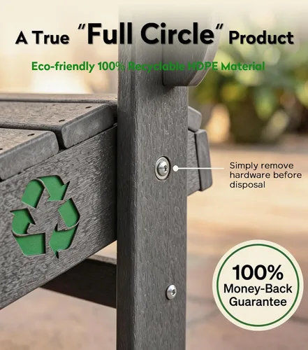 Miniatura 6 de Sillas para fogata, sillas Adirondack plegables de HDPE resistentes a la intemperie, silla Adirondack plegable de composite para patio con Gris