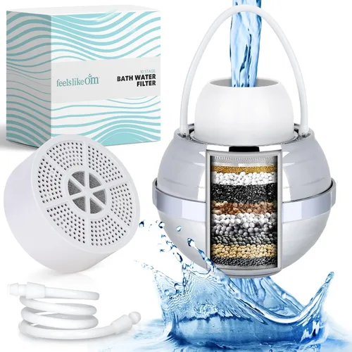 Feels Like Om Filtro de agua avanzado para tina, filtración de 10 etapas, filtro de baño para grifo de bañera, filtro de baño que reduce el cloro y