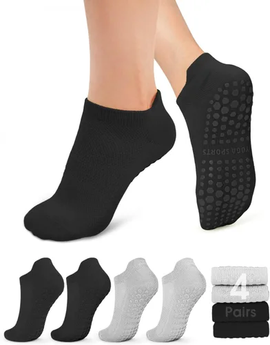 YeuG 46 pares de calcetines de pilates para mujer - Calcetines antideslizantes para yoga, barre, hospital, descalza