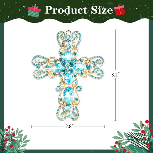 Miniatura 8 de JUESMOS Adorno navideño de cruz azul 2024 – Cruz de metal, adornos religiosos cristianos de Navidad, recuerdo para la natividad, regalos