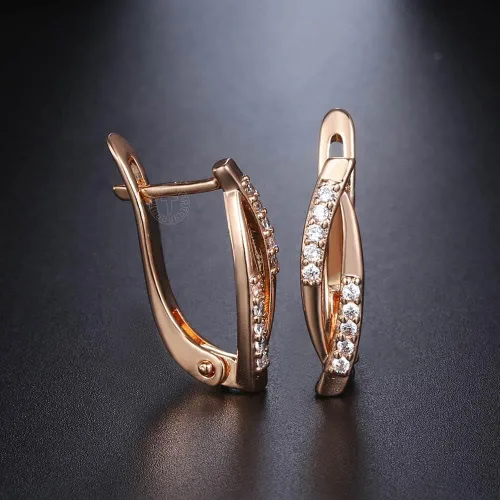 Miniatura 5 de 2024 New 585 Rose Gold Color Earrings For Women Girls Hollow Flower Pattern Luxury Wedding Earring Fashion Jewelry Valentines Gifts Fashion
