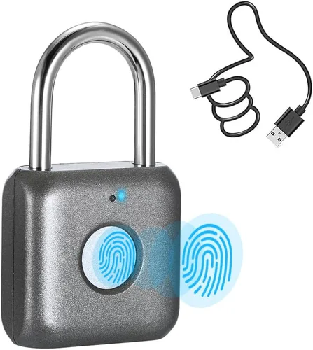 Candado de huellas dactilares eLinkSmart con cerradura de combinación sin llave para casillero de gimnasio, mochila, maleta, equipaje, candado Gris