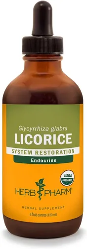 Herb Pharm Extracto líquido de regaliz orgánico certificado para soporte del sistema endocrino - 4 onzas