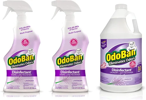 OdoBan Desinfectante y eliminador de olores listo para usar, fabricado en los Estados Unidos, aroma a lavanda, juego de 3, 2 botellas de spray, 32