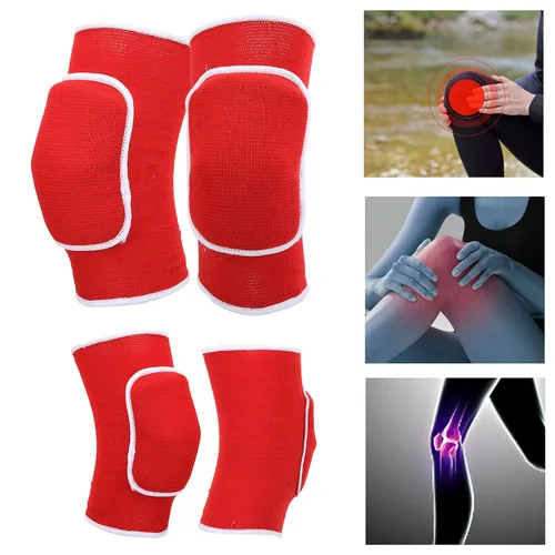 Miniatura 2 de 1 par de rodilleras protectoras, rodilleras de esponja gruesa, rodilleras para danza, yoga, multideportes (rojo)