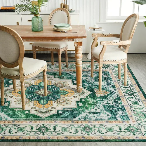 Miniatura 56 de Syalife 6x9 Alfombra Lavable para Área, Ultra Suave Antideslizante, Pila Baja, Alfombra Vintage Resistente a Manchas para Sala de Estar, Alfombra