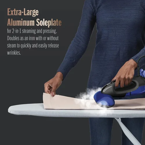 Miniatura 6 de Conair 2 en 1 Vaporizador de Mano y Plancha para Ropa, Turbo ExtremeSteam Vaporizador de Ropa de 1875W y Plancha de Ropa, Negro / Azul