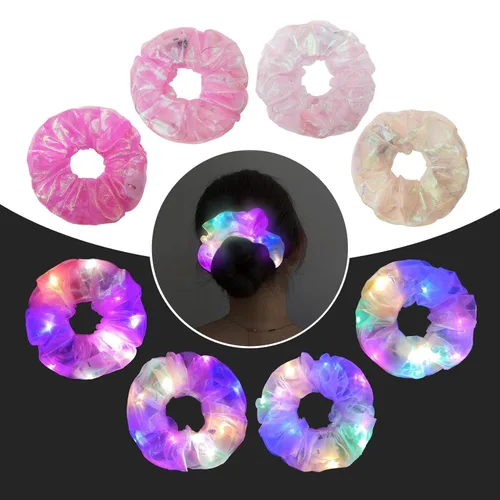 Miniatura 16 de 4 bandas elásticas para el cabello con luz LED, color verde del día de San Patricio, para mujeres y niñas, suministros de fiesta que brillan