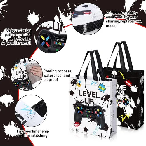 Miniatura 3 de Sweetude 30 piezas de bolsa de regalo para videojuegos con asa, suministros para fiestas de juegos reutilizables, bolsas de no golosinas de juego, 2