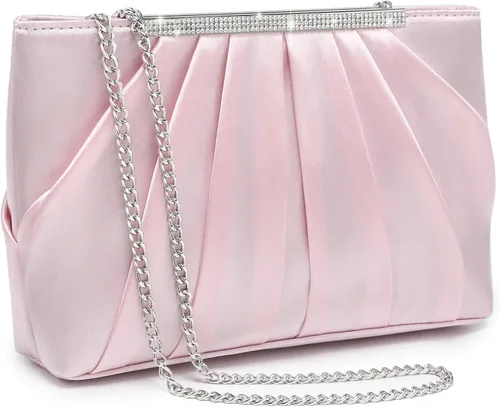 Miniatura 13 de Dasein - Bolsos de mano elegantes con pliegues para mujer, bolsos formales de noche con diamantes de imitación para bodas, fiestas, graduaciones