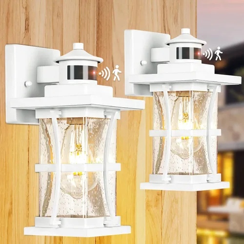 2 Paquetes de Luces Blancas con Sensor de Movimiento para Exteriores - Iluminación Avanzada del Atardecer al Amanecer para Exteriores, Luminaria