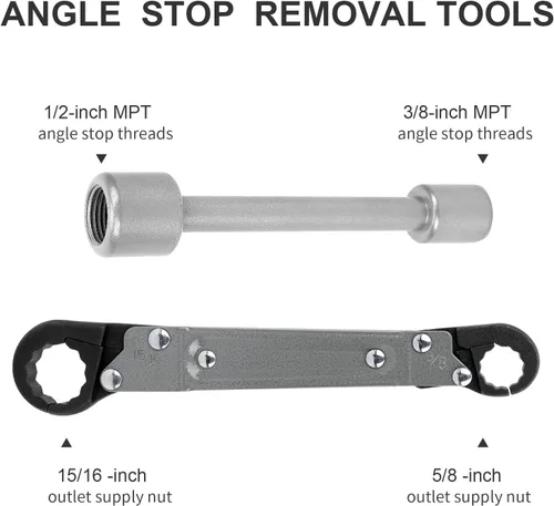 Miniatura 3 de Holdly Herramientas de fontanería Kit de llave de parada angular, llave ajustable, herramientas profesionales de fontanero para instalar nuevas Kit