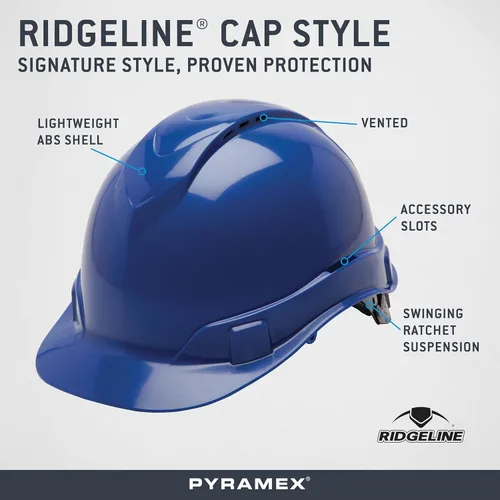 Miniatura 8 de Pyramex Ridgeline Cap Style Hard Hat 4 Point Ratchet Vented