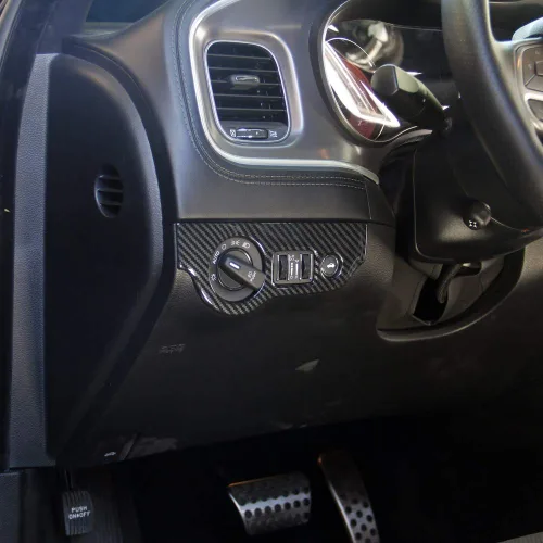 Miniatura 3 de Adhesivo de panel de botón de interruptor de faro de fibra de carbono para Dodge Charger 2011+/ Chrysler 300 2015-2021