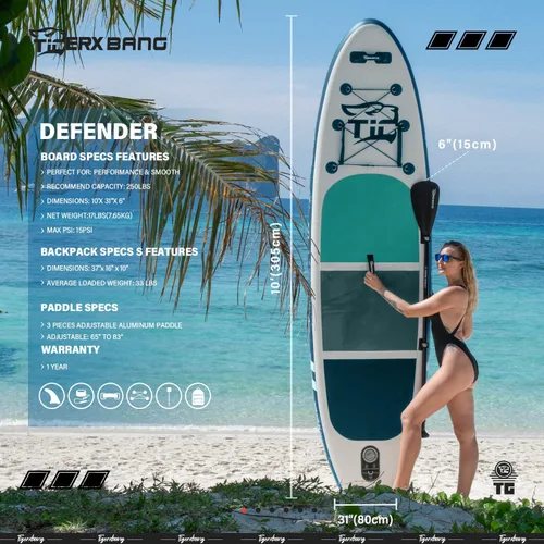 Miniatura 2 de Inflatable Paddle Board with Premium SUP Board Accessories, Allround Paddle Boards for Adults/Kids,Stand Up Paddle Board Defender Collection 10'-Azul