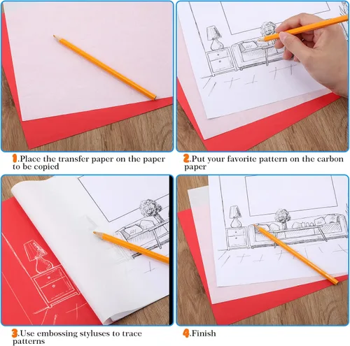Miniatura 3 de Outus Paquete de 30 papeles de carbono para trazar, papel de calco de copia de carbono grafito para lienzo de madera (8.5 x 11 pulgadas, blanco)