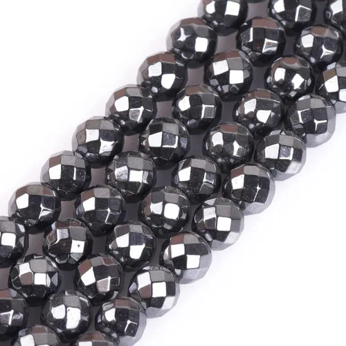 Miniatura 21 de HAAMIIQII 35 piezas de cuentas de gema suelta de hematita negra natural de 12 mm en forma circular, cuentas de piedra espaciadora para hacer
