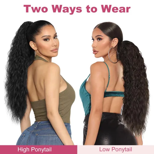Miniatura 7 de ALXNAN Cola de caballo con clip de garra, extensión de cola de caballo marrón oscuro de 26 pulgadas para mujer, extensiones de cabello sintético