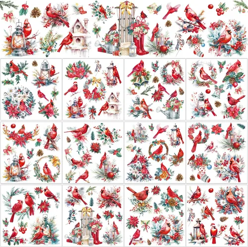 Miniatura 8 de BBTO 12 hojas de transferencia de Navidad para manualidades y muebles, calcomanías de transferencia de Navidad, calcomanías de invierno para madera
