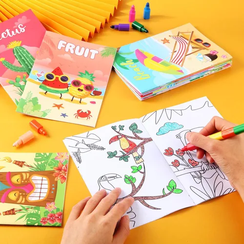 Miniatura 7 de BenLouis 24 piezas de libros para colorear mini de verano para niños, pequeños libros de actividades de fiesta de piscina y playa, suministros