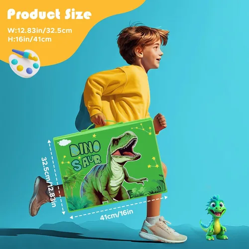 Miniatura 6 de homicozy Suministros de arte para niños de 4 a 12 años, estuche de arte con juegos de dibujo de dinosaurios, kits de colorear con caballete triple
