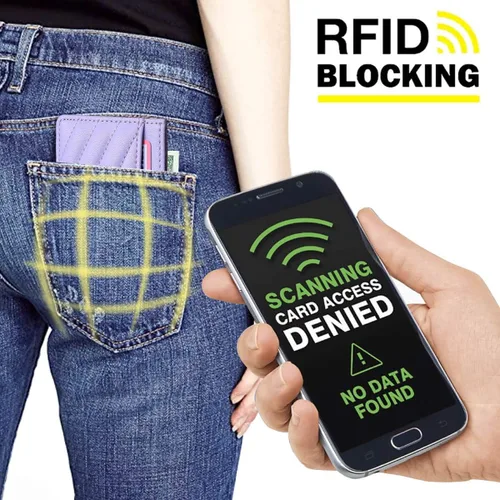 Miniatura 6 de Cartera acolchada de cuero con bloqueo RFID